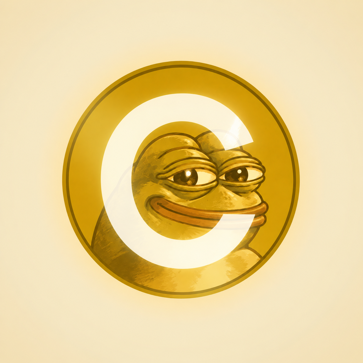 Pepecoin character in a golden coin